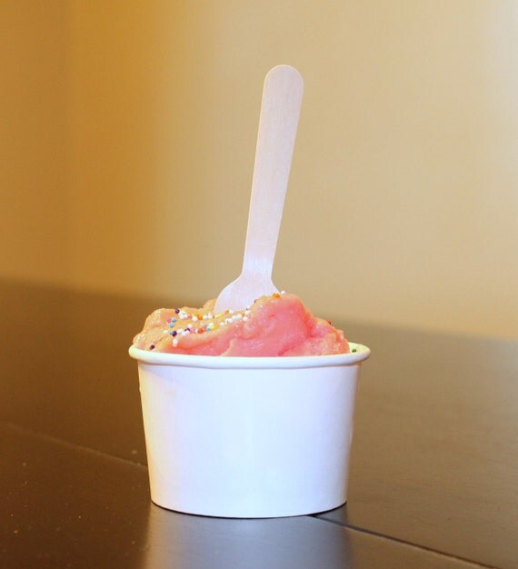 50 White Paper Ice Cream Cups 4 oz with Custom sticker