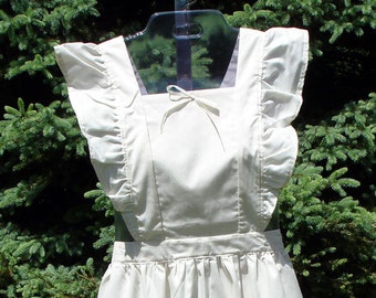 Unbleached Muslin Ruffled Pinafore Apron, Misses Size