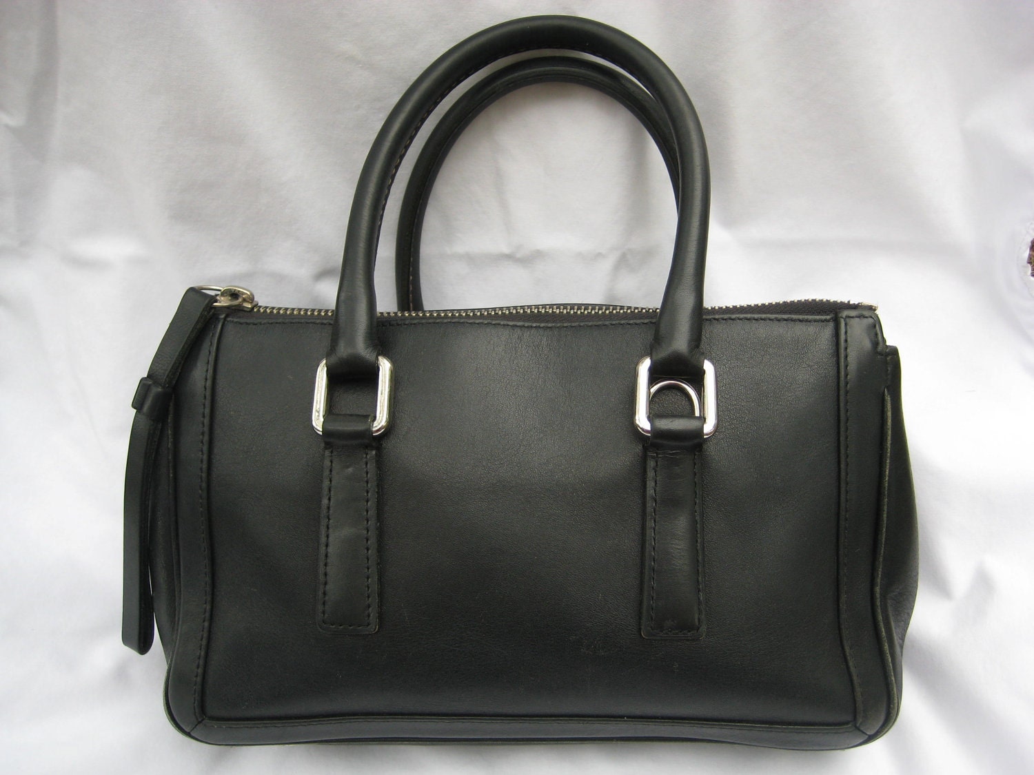 Vintage COACH Black Leather Bonnie Satchel Handbag 9421