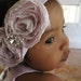 Large Pink Shabby Chiffon Flower Headband With A Rhinestone Button, Baby Girl Headband, Girl Headband, Newborn Headband, Wedding