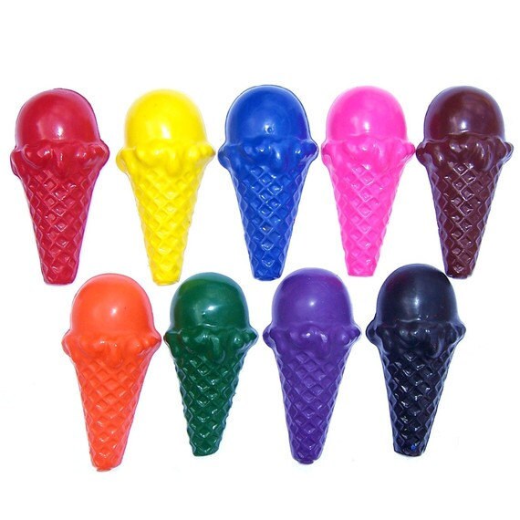 15 sets of 4 Ice Cream Cone Crayons by coloringsprout on Etsy