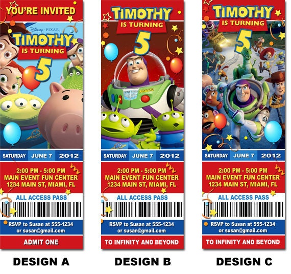 Toy Story Ticket Birthday Party Invitations 7