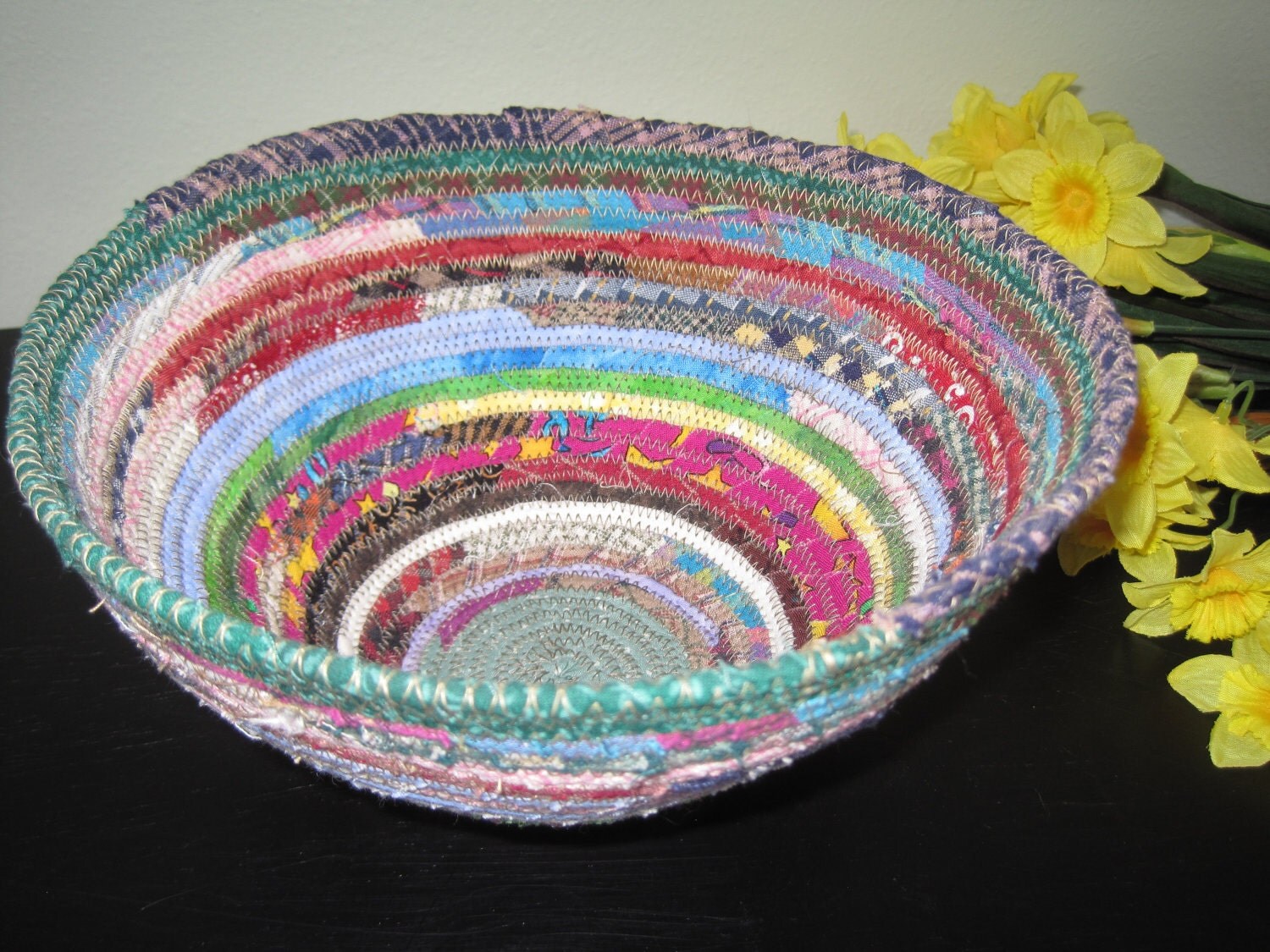 Scrappy Fabric wrapped clothesline cord bowl