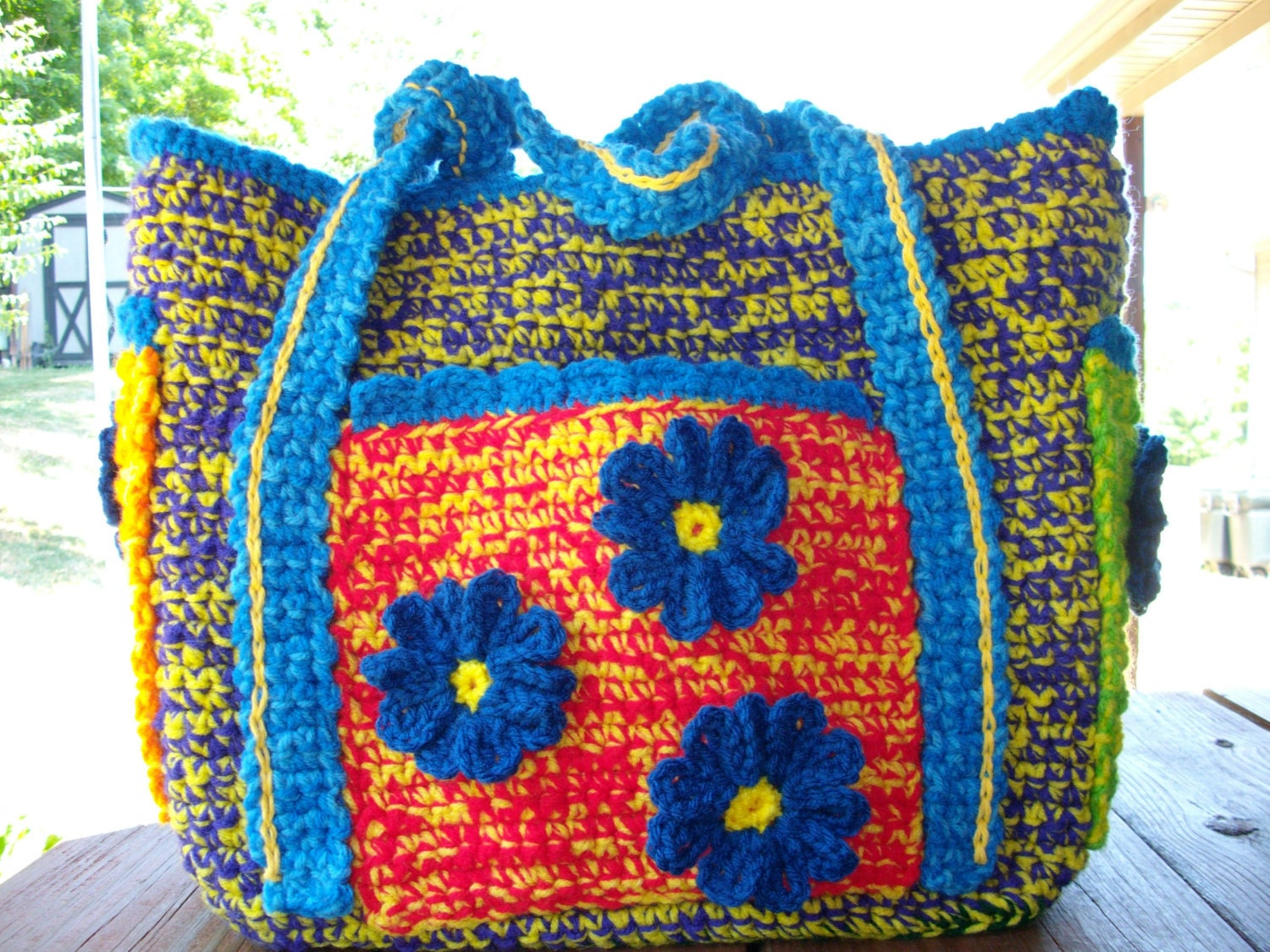 Crochet Multicolor Baby Diaper Bag by JenenesCrochet on Etsy