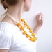 Yellow long beads handmade necklace thread cotton for women lace textile wooden beads natural bright