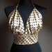 Golden with dark navy blue - Party time - Dotty Silk Top - RESERVED FOR CRISTINA till 13th of July
