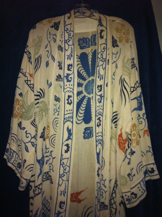 Boho screen printed lounging robe