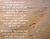 Items similar to Footprints in the Sand with Quote on Etsy