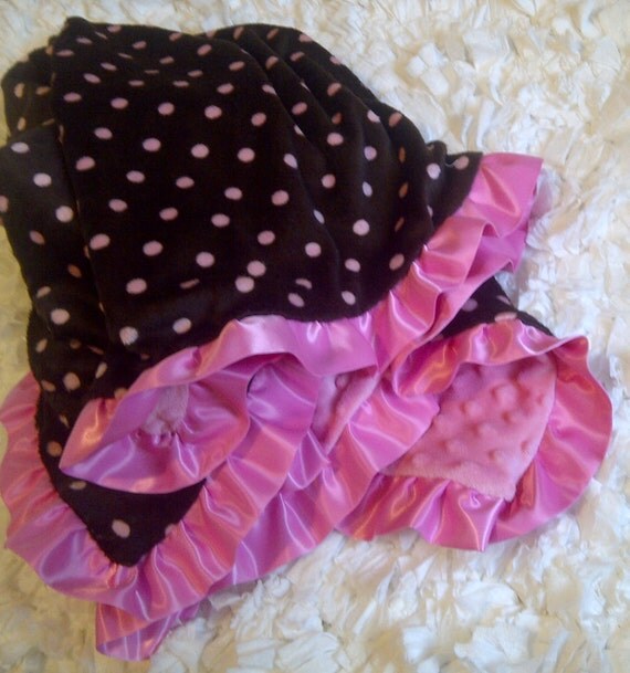 Pink Polka Dot Minky Baby Blanket