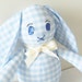 Blue Bunny Toy For Boys, Nursery Decor Gingham Cotton Toy