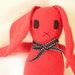 Red Bunny Doll Upcycled Toy, Eco Friendly Knit Bunny, Child Friendly