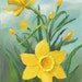 Yellow Daffodils Greeting Card-oil painting-could frame-5 X 7 inches.