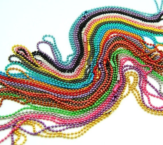 Items similar to Colored Ball Chain Necklaces/2.4MM/21 Great Colors