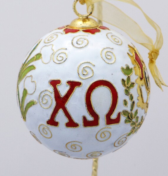 Chi Omega Cloisonne Ornament with 24k gold plating