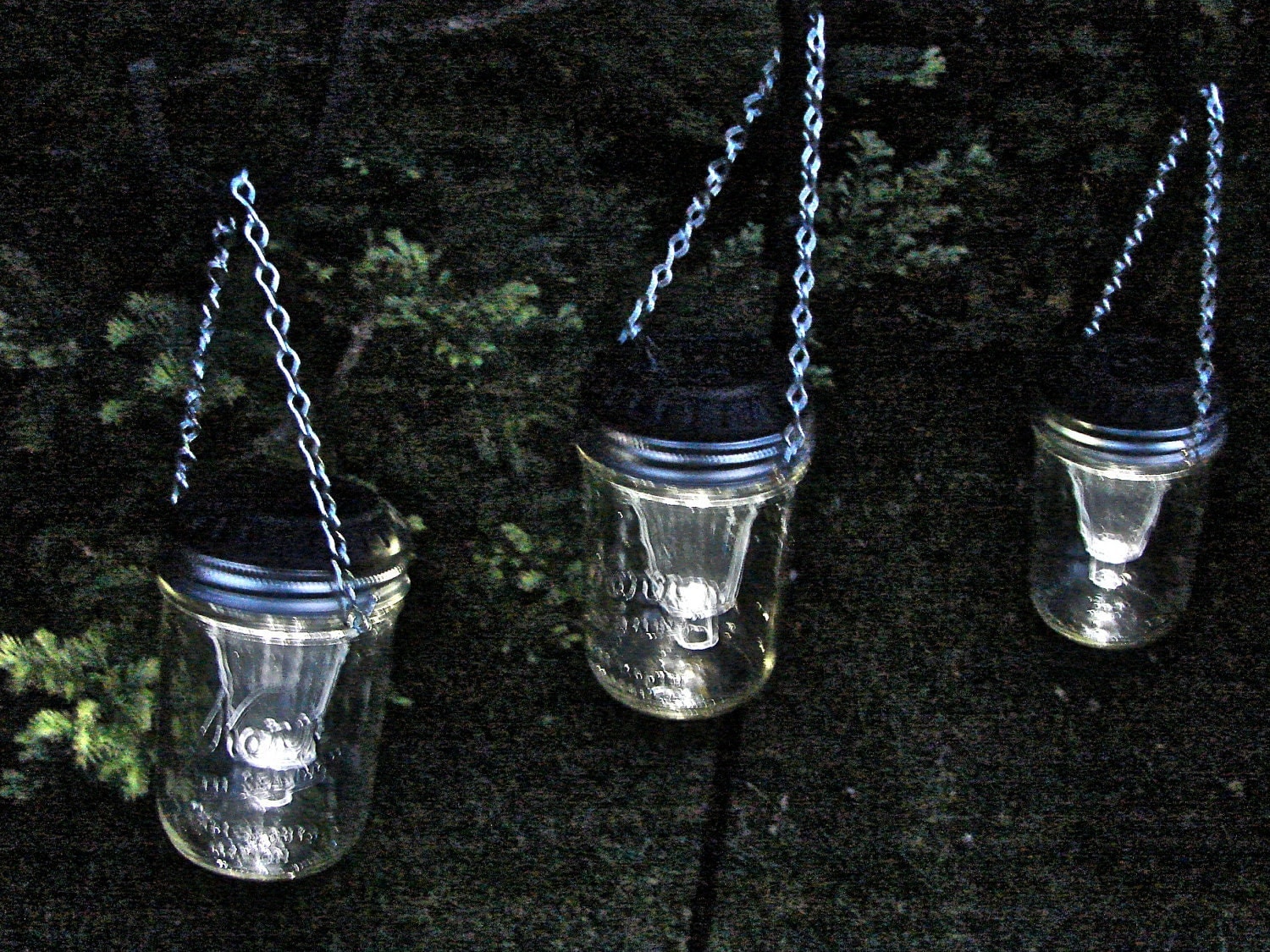 Hand Made Mason jar Wide Mouth Hanging Solar by glassactsupply