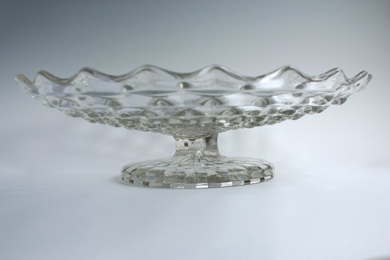 Huge Fostoria American Pedestal Flat Fruit Bowl