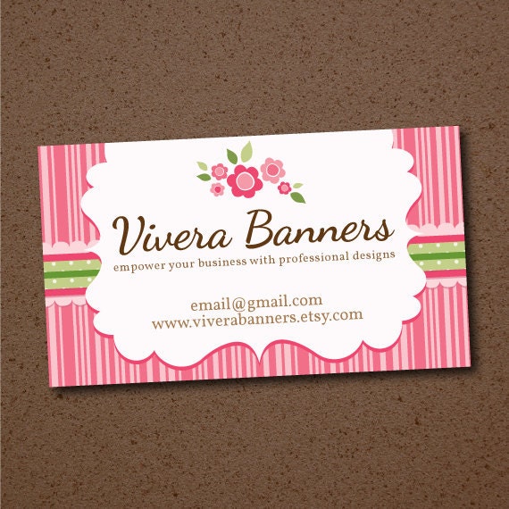 Items similar to Printable Business Card Design - Sweet Pink Flowers on ...