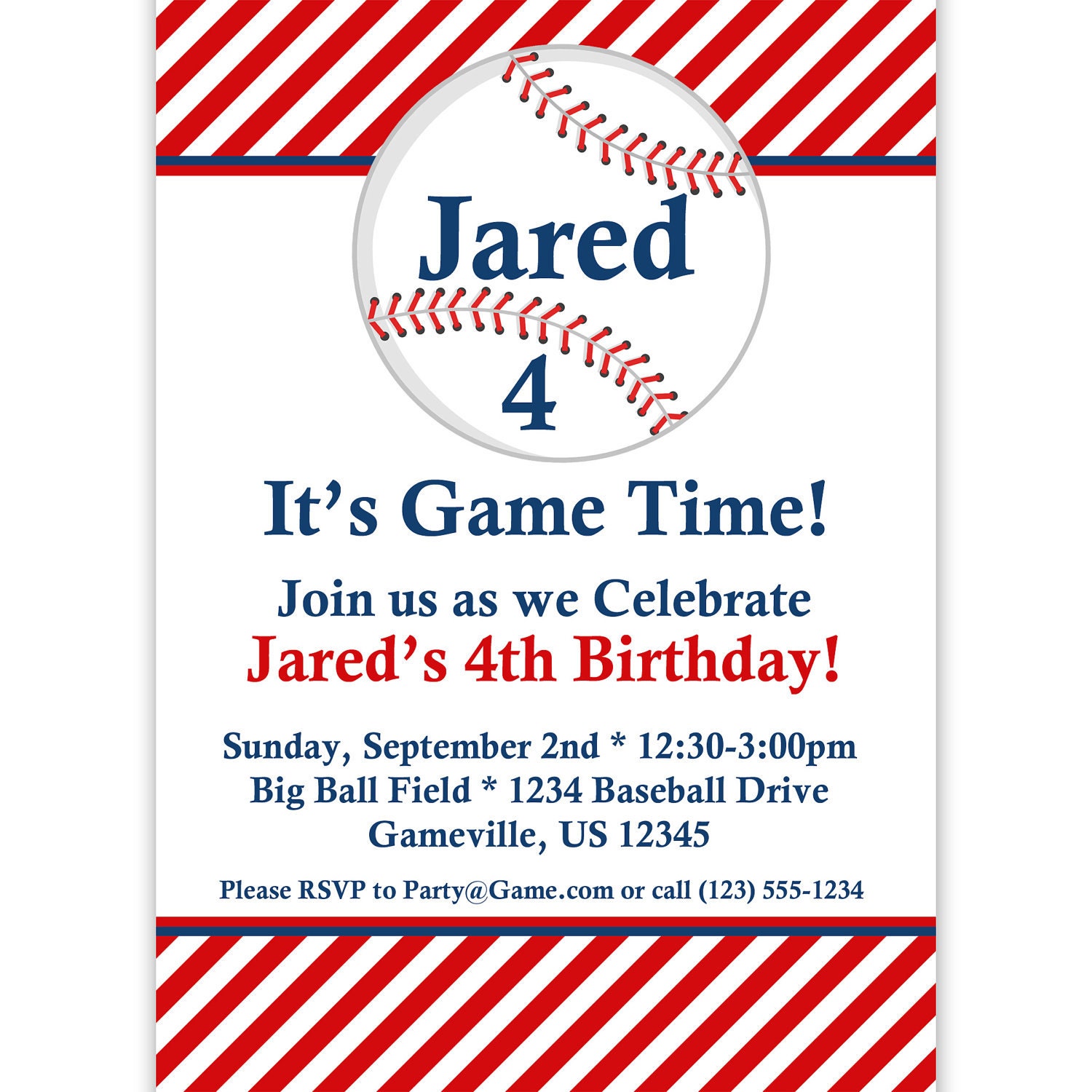 Birthday Party Invitations Baseball 1