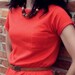 1930's Bright Orange Garland Dress
