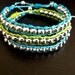Silver Bead Blue and Green Wrap Bracelets - Single Wrap 3-Piece Set