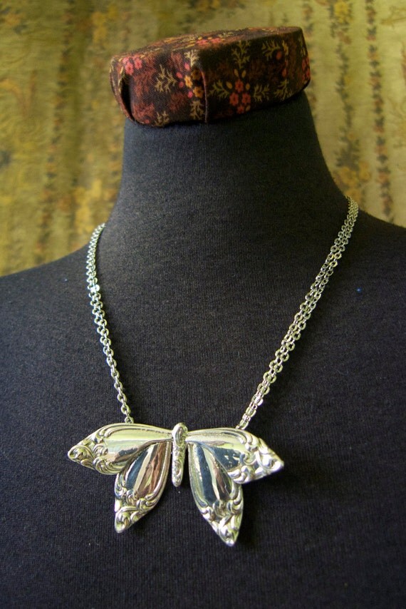Spoon Necklace Butterfly by Silver Spoon Jewelry