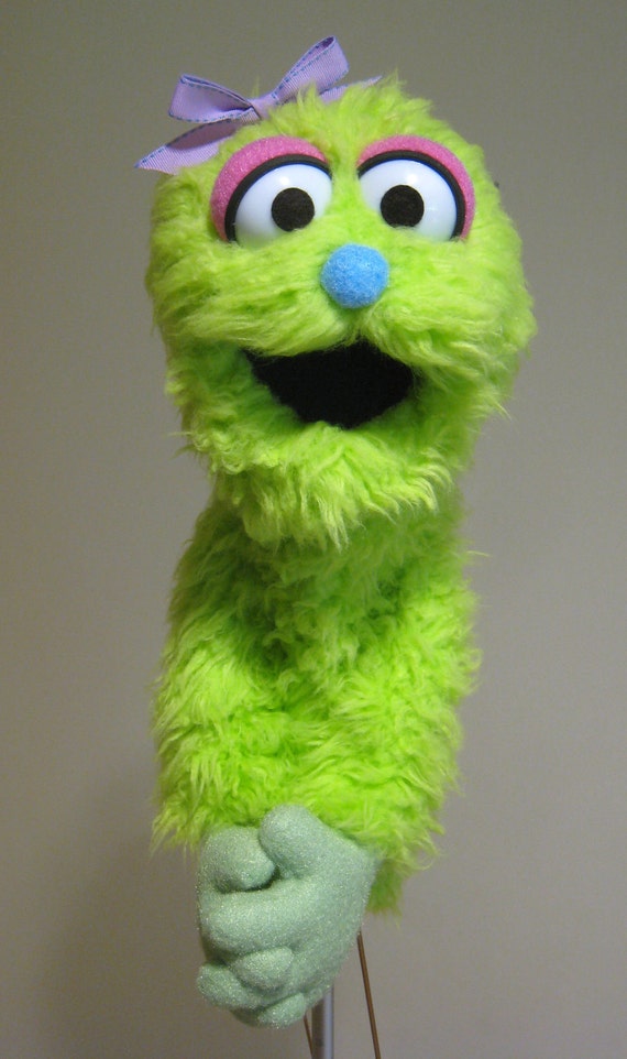 Professional Muppet Style Puppet Green Girl Monster