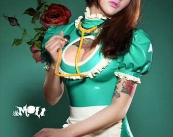Sexy Maid Uniform Latex Dress