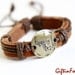 Capricorn - Zodiac Horoscope Constellation Genuine Leather Bracelet Bangle With Waxed Cord Raw Sienna Color OOAK by Giftin For Fifteen