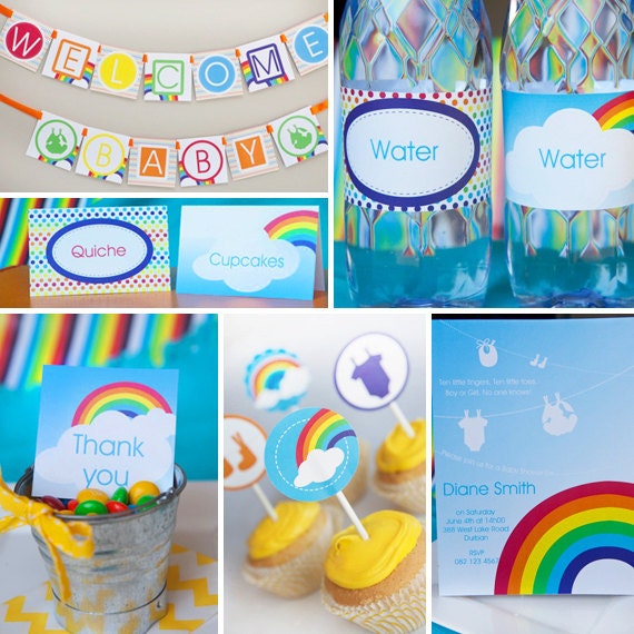 Colorful Rainbow Baby Shower Full Collection Unisex 