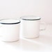 Vintage Enamel Mugs - set of 2 - white - made in Soviet Union