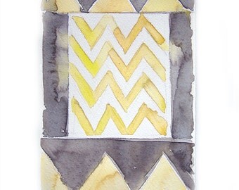 Watercolor painting -Chevron watercolor painting-Art original