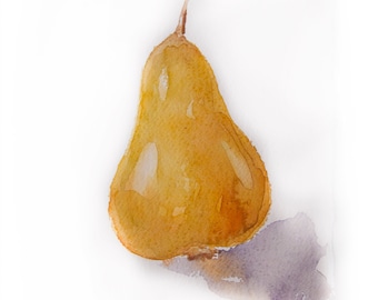 Watercolor painting-Watercolor pear-Painting of pear in watercolors