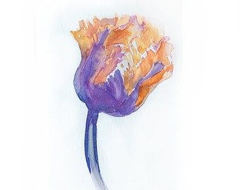 Watercolor painting original-Tulip painted by watercolor-Art original