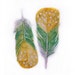 Feather watercolor-Original watercolor-Feathers in green and yellow