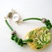 Ceramic clay bracelet, thong of leather, handmade jewelry, modern style RESERVATION