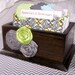 Recipe Box - Dividers and Cards - Green, Blue and Gray, Charcoal stained box, Ready-to-Ship