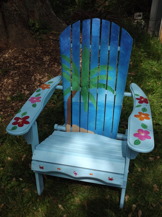 Items similar to Hand Painted Tropical Palm Tree Adirondack Chair on Etsy