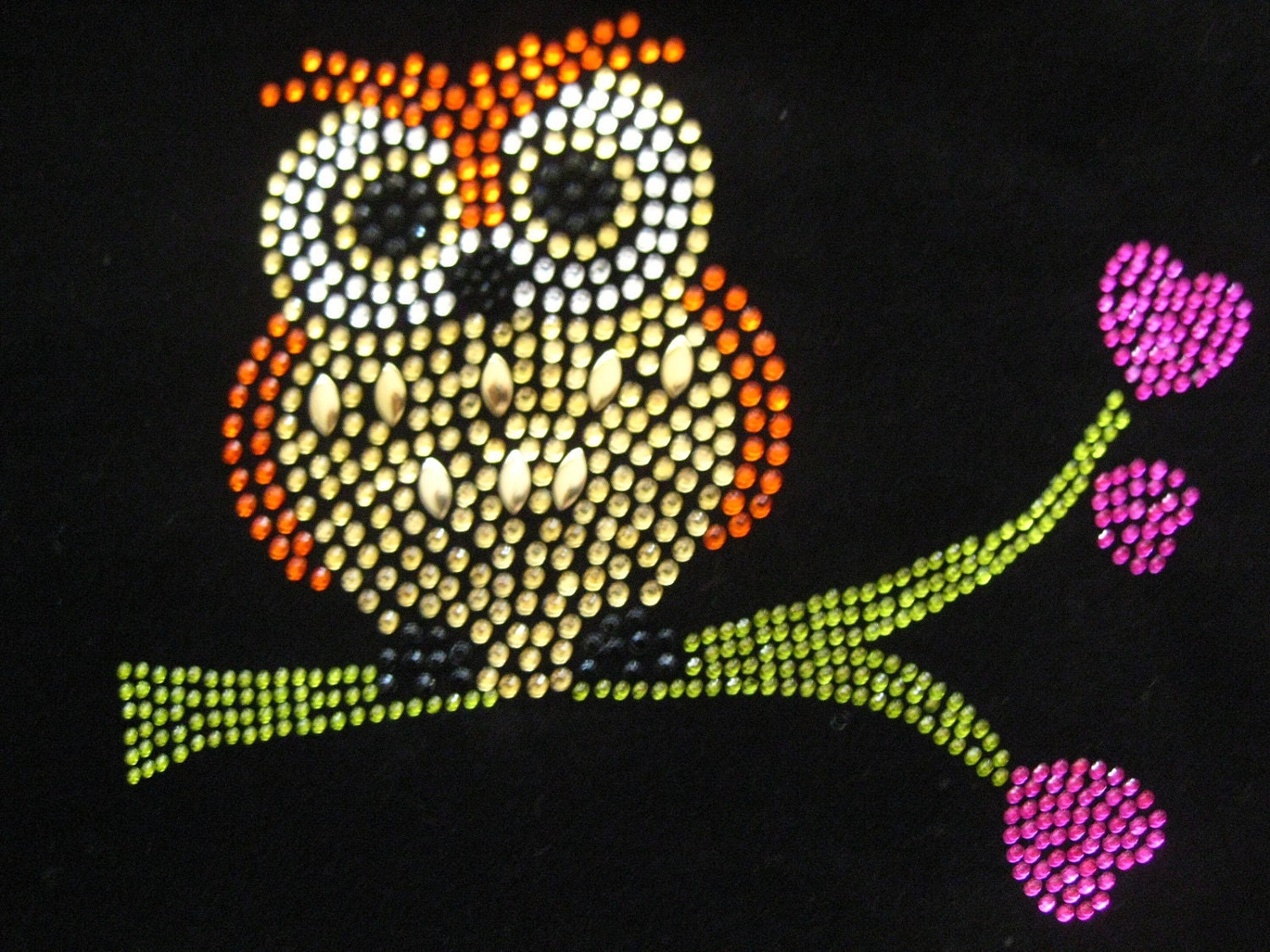 Cute owl rhinestone iron on transfer bling DIY by loveforbling