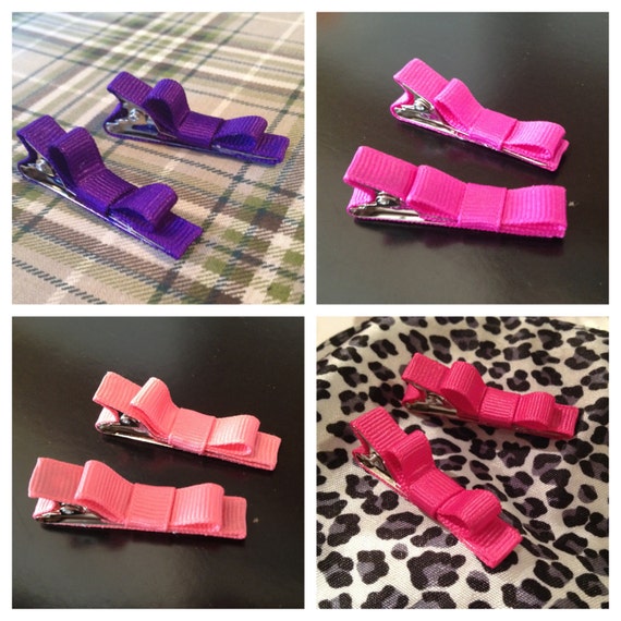 Items Similar To Four Pairs Of Alligator Hair Clips For Girls Girly Purple Magenta Coral