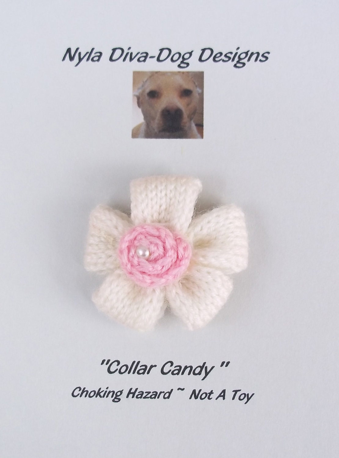 Crochet Flower Dog Collar Accessory. Collar by NylaDivaDogDesigns