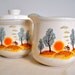 Japanese-made, ceramic milk jug/creamer and sugar bowl