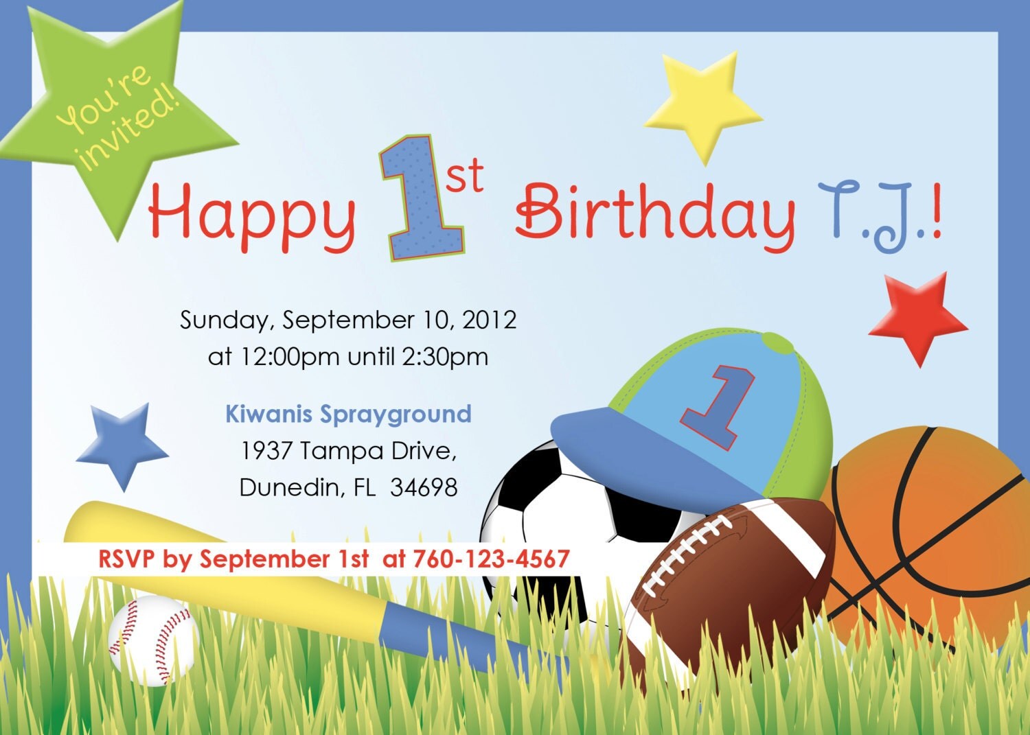 All Star Birthday Invitation DIGITAL IMAGE