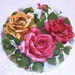 Mosaic Broken China Focal, Roses, Yellow, Red Roses, Mosaic Supplies, Vintage, Porcelain Plate