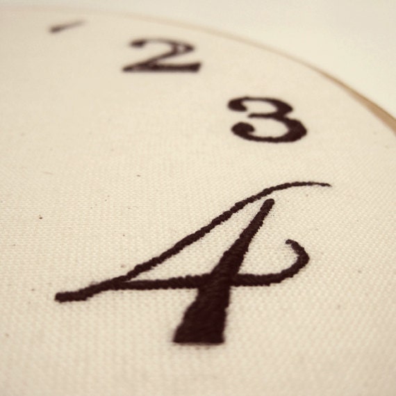 Wall Clock Hand Embroidered. Embroidery Hoop