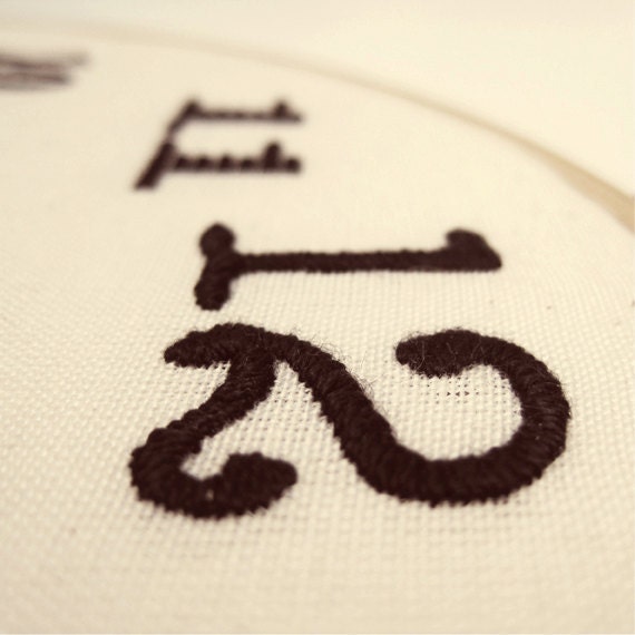 Wall Clock Hand Embroidered. Embroidery Hoop
