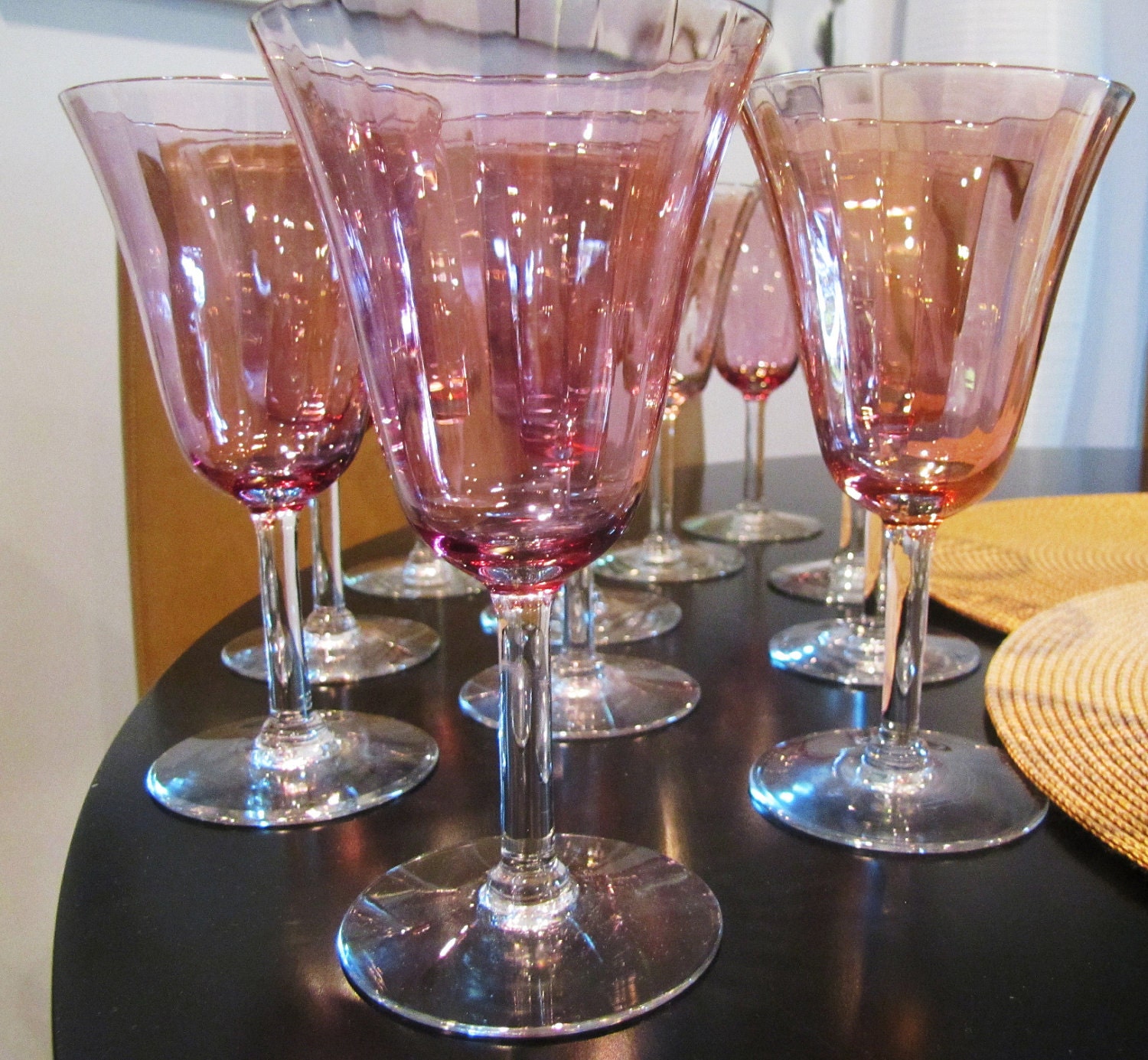 Gorgeous Vintage Pink Rose Colored Drinking Glasses By Vintagetins 5076