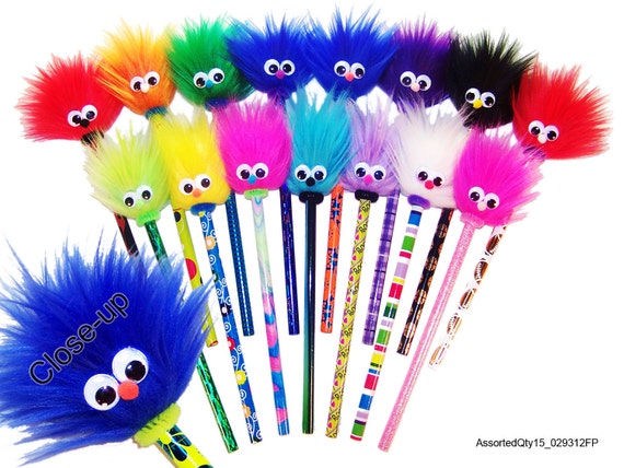 15 Fuzzy Pencils A SMILE with a TWIST Assorted