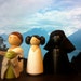 Star Wars - set of four superhero wooden peg dolls - Luke Skywalker, Princess Leia, Darth Vader, and Yoda