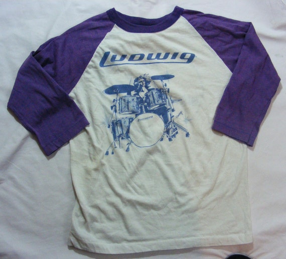 Vintage 80s 1980 Ludwig Drum Set Drums Music Jersey Shirt