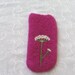 Handmade orchid color wool felted eyeglass/sunglass case with Queen Anne's Lace needle felted design
